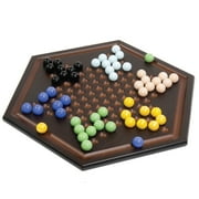 Craftsman Natural Wood Veneer Deluxe Chinese Checkers Set