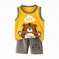 thumbnail image 3 of kaprioy Toddler Baby Boys Summer Outfits Baby Cartoon Print T-Shirt Tops Vest Shorts Suit 2Pcs Cute Baby BoysSummer Clothes For Baby Boys' Clothing Sets, 3 of 5