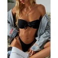 thumbnail image 2 of ZAFUL Women Swimsuit Tie Side Crinkle Bandeau Bikini Swimwear Black S, 2 of 7