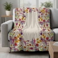 thumbnail image 2 of Spring Lavender Blanket Soft Cozy Warm Throw Blanket for Couch, Plush Fuzzy Flannel Fleece Blankets for Sofa, Watercolor Floral Daisy Botanical Retro Beige Bed Blankets Gifts for Men, 50"x80", 2 of 9