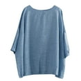 thumbnail image 2 of Inverlee Womens 3/4 Sleeve Cotton Linen Tee Tops Summer Trendy Plus Size Solid Shirts Casual Baggy Round Neck Tshirts, 2 of 3