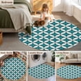 thumbnail image 5 of Round Rug 5Ft Washable Non-Slip, Abstract Geometric Circle Area Rugs for Living Room Bedroom, Vintage Rhombus Circle Texture Green Indoor Floor Mats Carpet Runner for Home Decor Aesthetic, 5 of 8