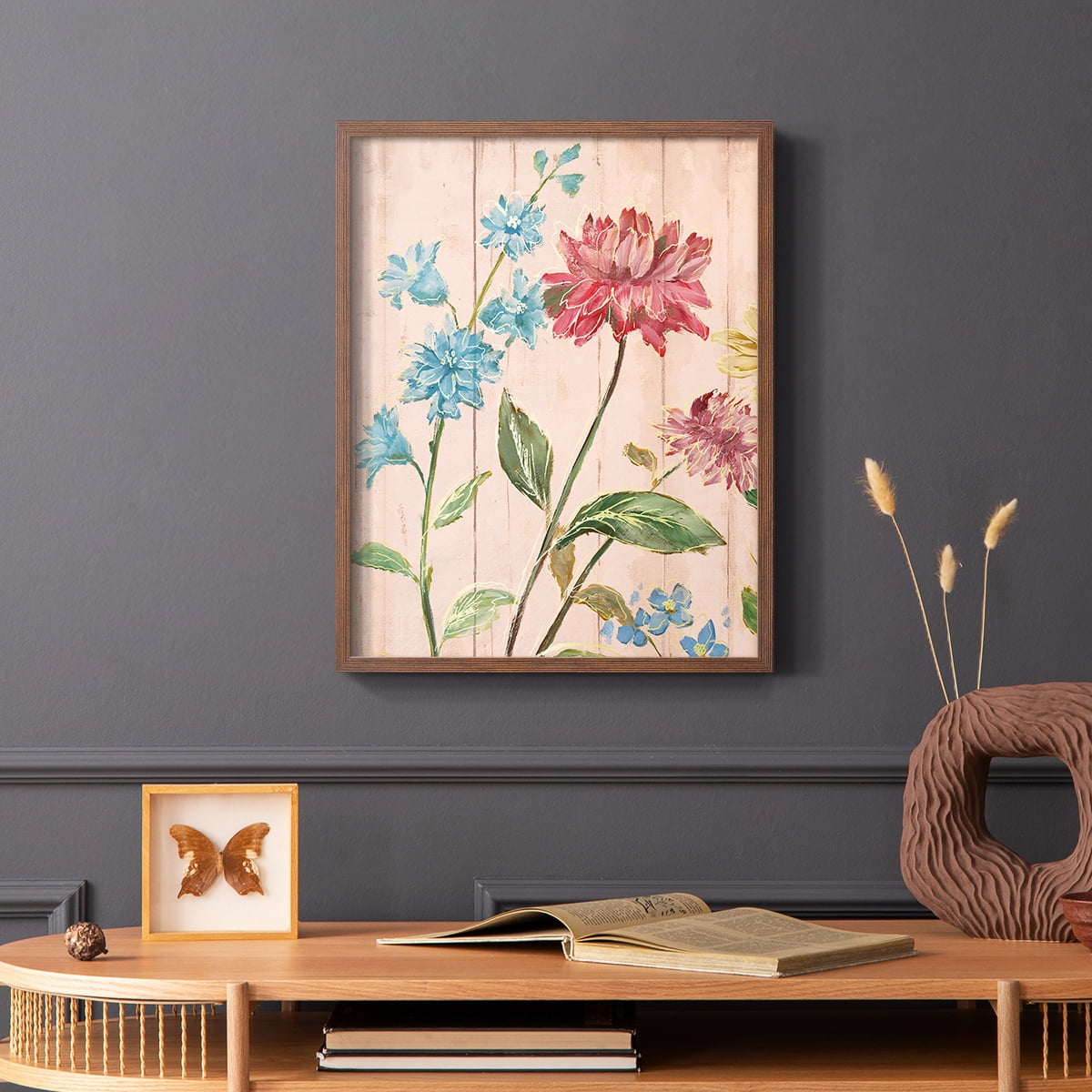 Wildflower Flutter I Framed Print - Solid Wood in Single Picture Frame Solid Wood 2 Framed Print