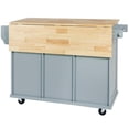 thumbnail image 5 of Glavbiku Rolling Kitchen Cart with Drop-Leaf Countertop,Island Cart with 3 Drawer for Kitchen,Blue, 5 of 15