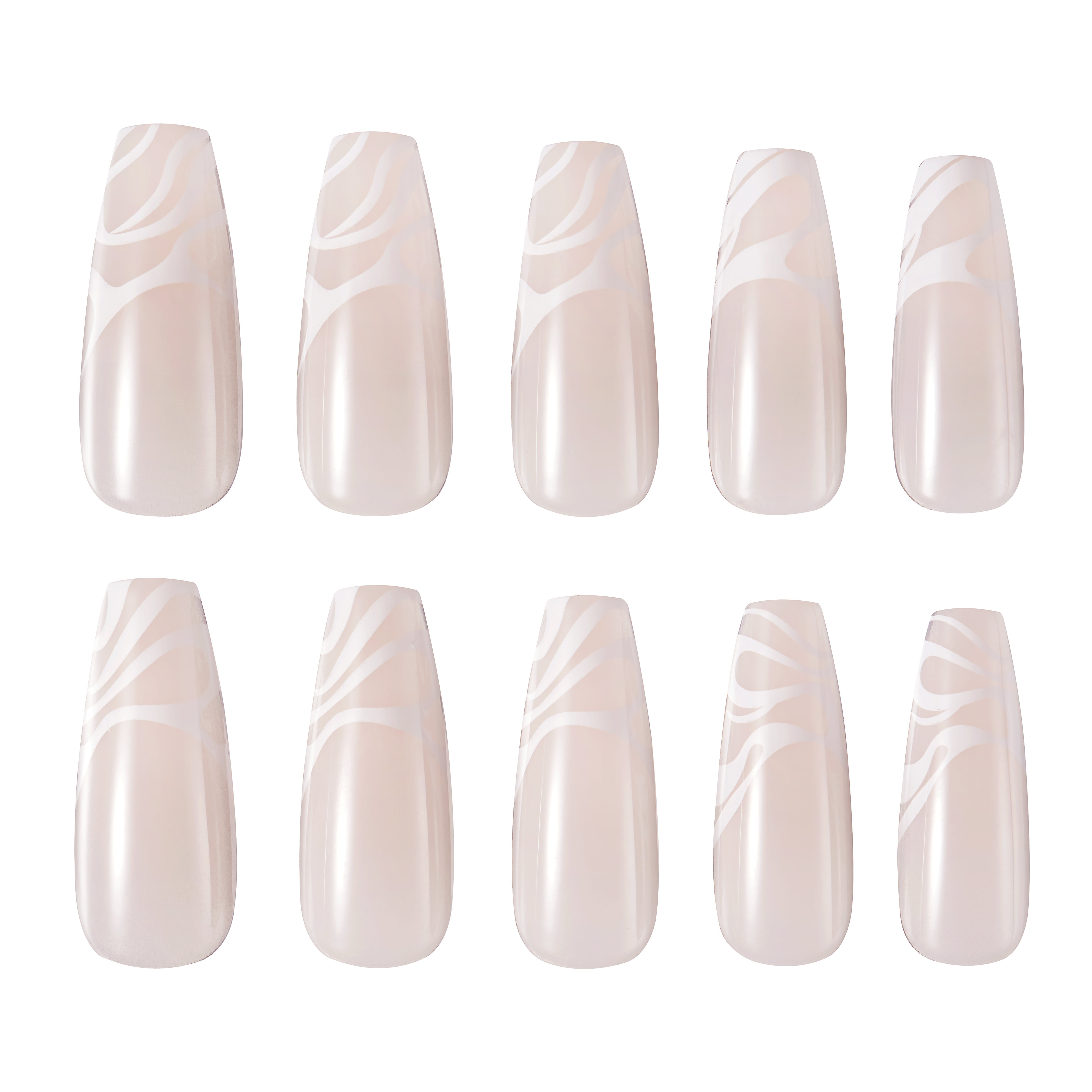 Lottie London x Chaun Legend Stay Press'd, Press On Nail Set, French Twist, 30 Coffin Shape Nails