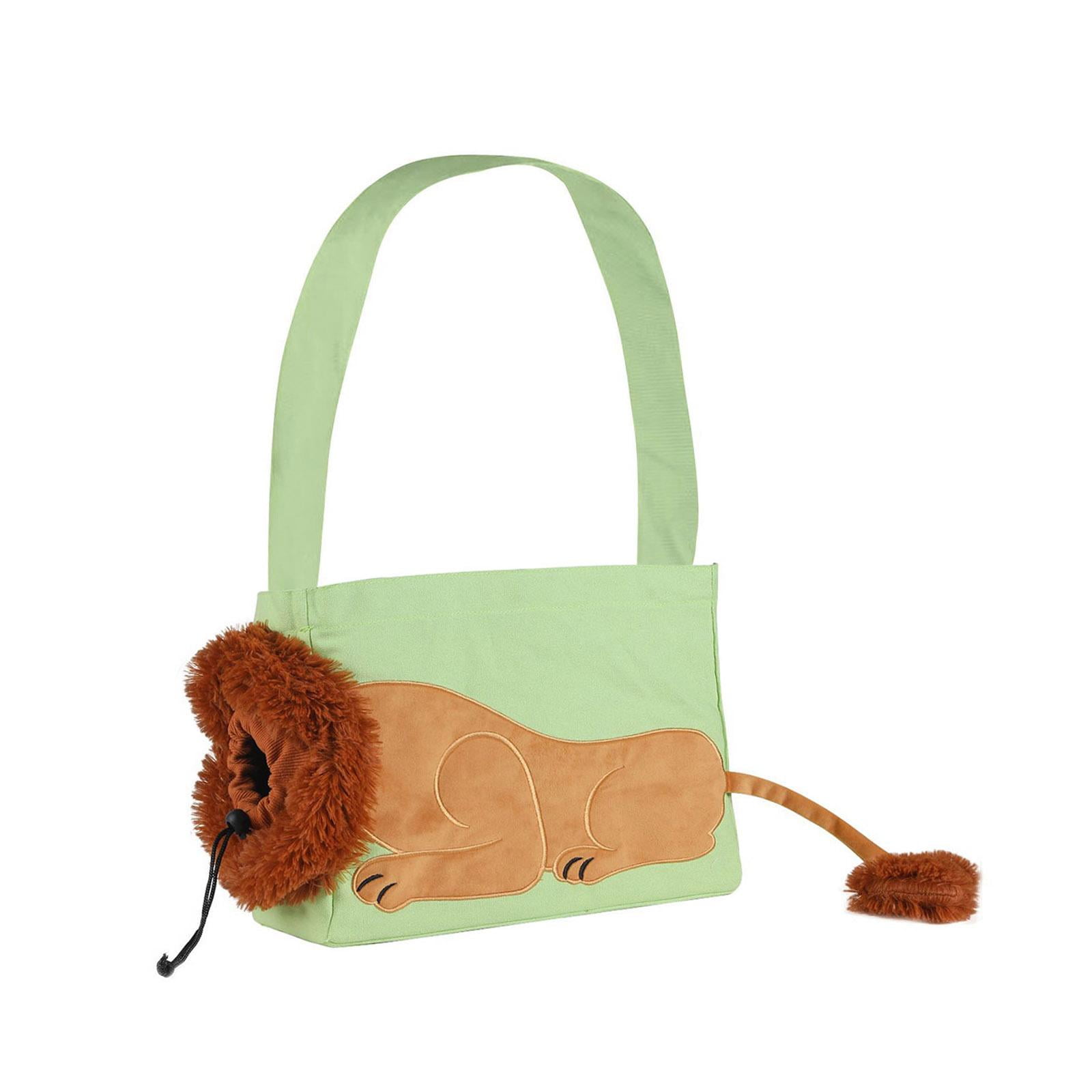 Fzaqwen Dog Bag Novelty Portable Lion Shape Transparent Window Pet Carrier Backpack Tote L