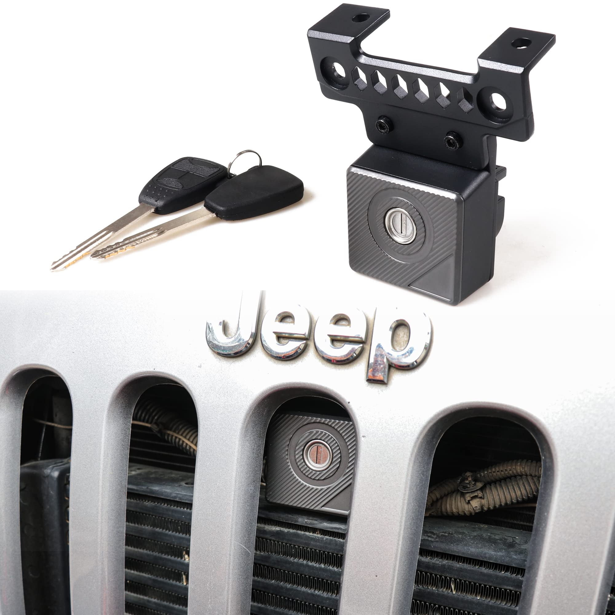 Sukemichi JK Hood Lock for Jeep Wrangler, Locking Hood Latches for