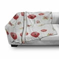 thumbnail image 2 of Flower Soft Flannel Fleece Blanket, Vintage Pattern with Poppy and Butterfly Romance Themed Illustration Art Print, Cozy Plush for Indoor and Outdoor Use, 70" x 90", Coconut and Red, by Ambesonne, 2 of 5