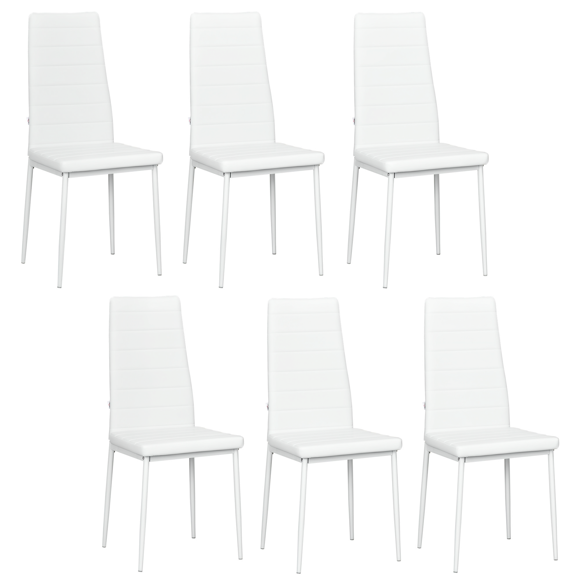HOMCOM Modern Dining Chairs, Set of 6, PU Leather Upholstered Accent Chairs