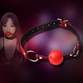 thumbnail image 3 of Mordaza bucal de cuero con correa ajustable, mordaza de bola transpirable, hebilla de Metal para juegos sexuales para adultos SM, 3 of 8