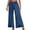 Blue, variant on Women Solid High Waist Side Split Wide Leg Pants with Belt Bohemian Long Trousers Orange S