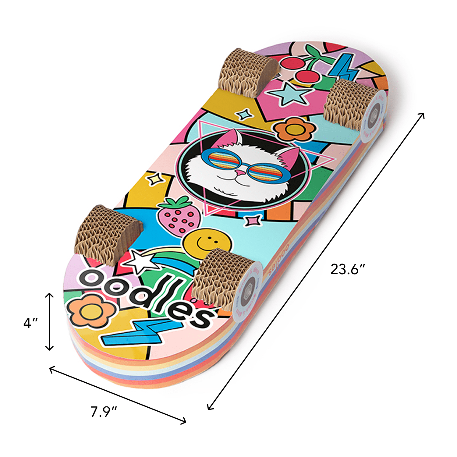 Oodles Durable Multi-Colored Skateboard Cat Scratching Pad, Corrugated Cardboard, O/S