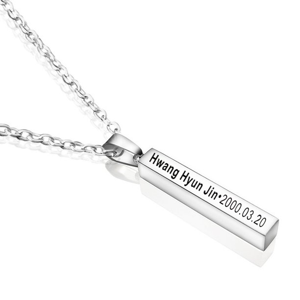 Collar con colgante de columna de deseos de acero inoxidable con grabado de joyería para cumpleaños, cadena para ropa que combina con todo