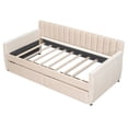 thumbnail image 3 of Twin Size Daybed with 2 Storage Drawers, Modern Sofa Platform Bed with Wood Slats Support , Soft Sofa Upholstered Daybed with Arm for Living Room, Bedroom and Dorm, Beige, 3 of 9