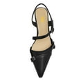 thumbnail image 2 of FSJ Women Comfort Pointed Closed Toe Slingback Pumps Kitten Low Heel Ankle Strap Buckled Sandals Office Work Shoes Size 12 Black, 2 of 4