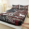 thumbnail image 3 of Homewish Jungle Deer Moose Twin Sheet Sets, Hunting Pike Fish Twin Fitted Sheet, Vintage American Flag Flat Sheet, Breathable Home Decor, 3pcs, 3 of 7