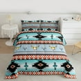 thumbnail image 2 of Feelyou Tribal Aztec Adult Bedding Comforter Set, Grey Cyan Triangle Geometric Twin Comforter Sets, Hippie Sheep Skeleton Reversible Bedding Set, Luxury Bedroom Decor, 2 Pieces, 2 of 8