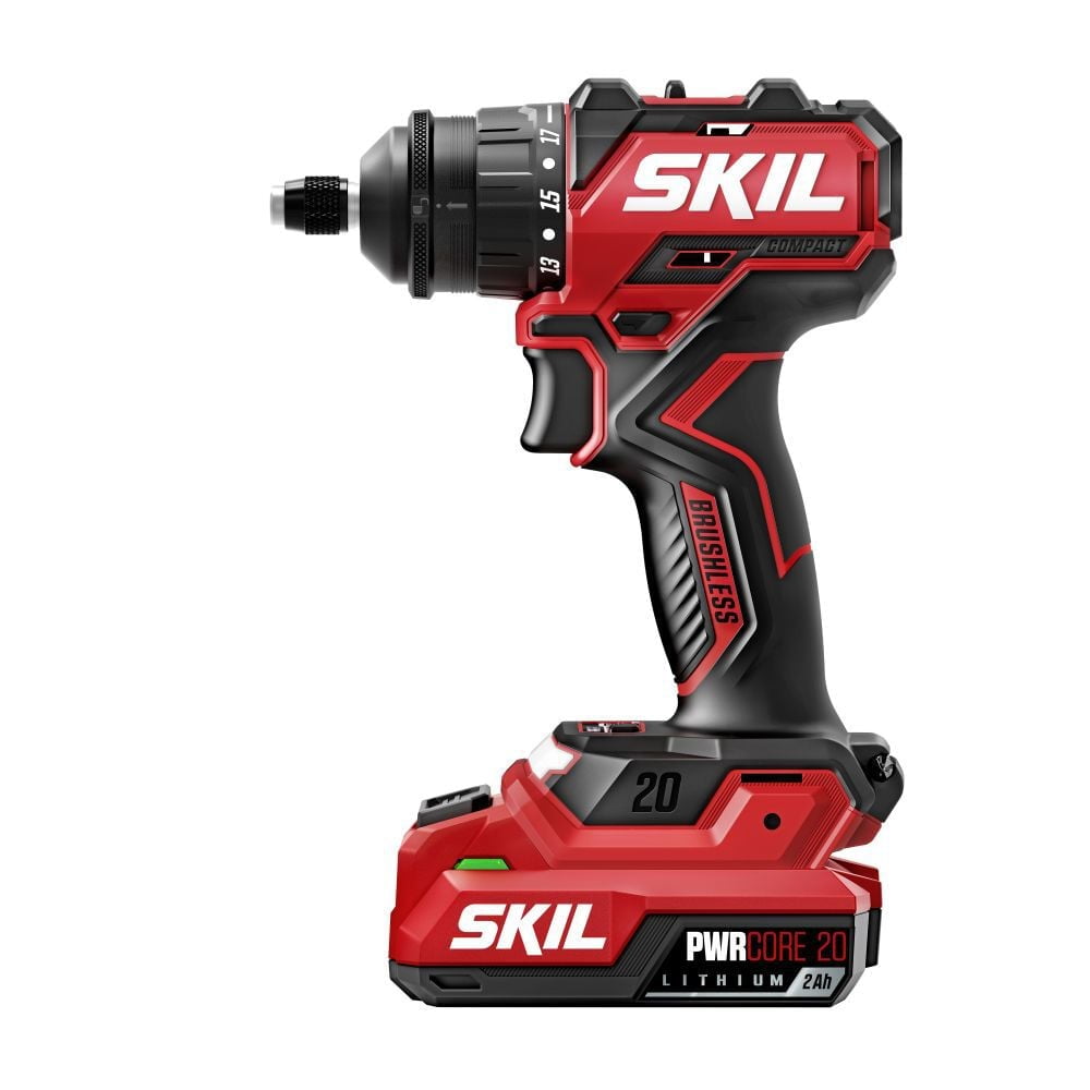 SKIL Brushless 20V Compact Multi-Head Drill Driver Kit Including 2.0 Ah USB-C Battery & PD Charger-QD6293B-10