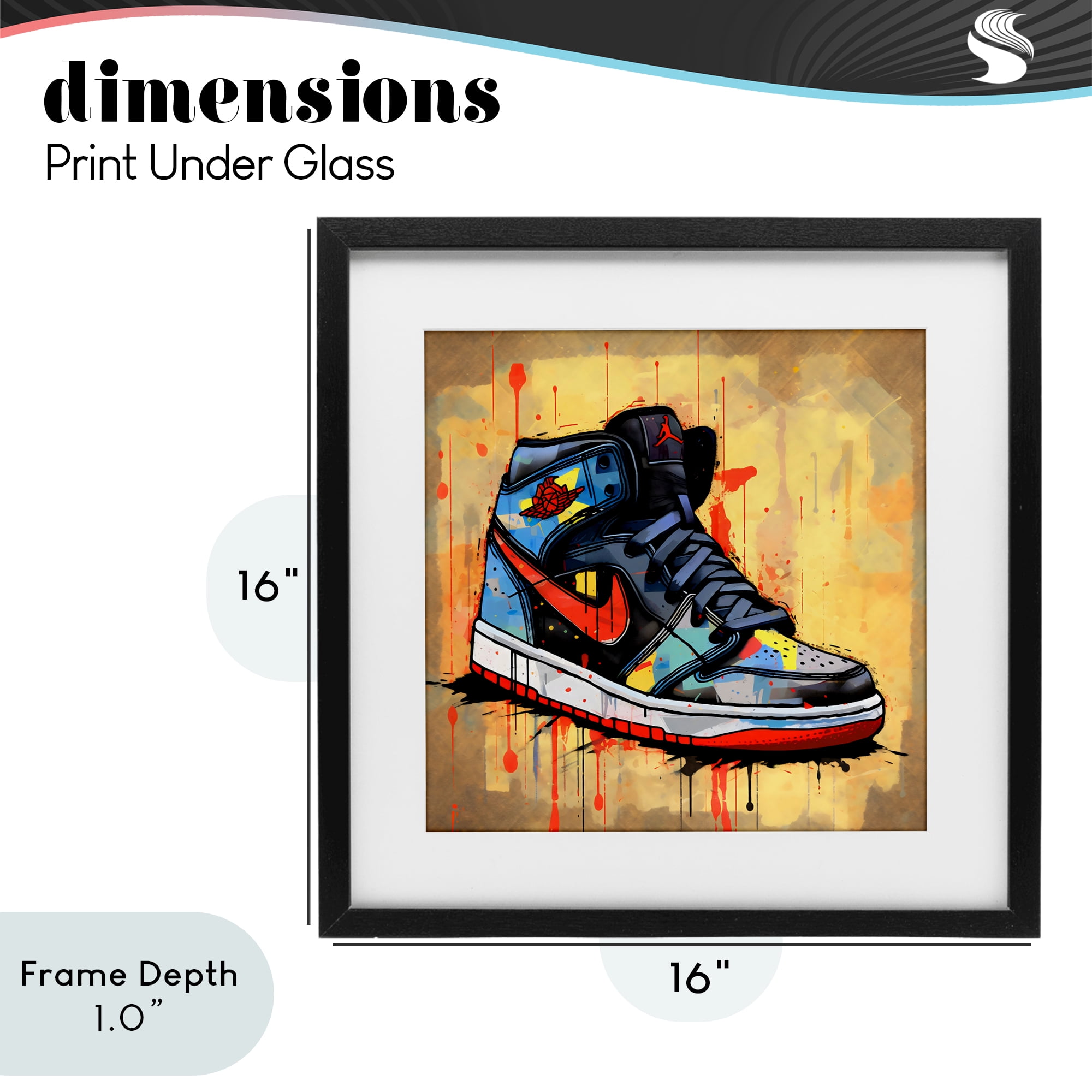Stupell Industries Sporty Sneaker Drips Black Framed Print Under Glass, design by Creative Studio