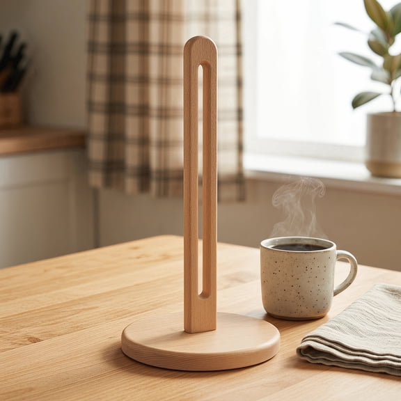 Wooden Paper Towel Holder Stand for Jumbo Roll - Stylish Kitchen Paper Rack, Bathroom Towel Roll Stand Organizer, Solid Wood Simply Standing Countertop Paper Roll Holder, Large