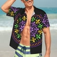 thumbnail image 7 of Honeii Mardi Gras5 Print Men’s Hawaiian Shirt,Classic Button-Down Short Sleeve Shirt, for Beach, Vacation, and Outdoor Activities,Large, 7 of 7