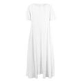thumbnail image 4 of SMihono Plus Size Flowy Casual Cotton Linen Dress for Women Crewneck Short Sleeve Summer Loose Maxi Dress with Pockets White XXXL, 4 of 4