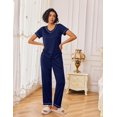 thumbnail image 2 of Ekouaer Pajamas for Women Set 2 Piece Lounge Set Soft Pajama Sets Short Sleeve and Pants Pj Sets Loose Sleepwear with Pockets, 2 of 6
