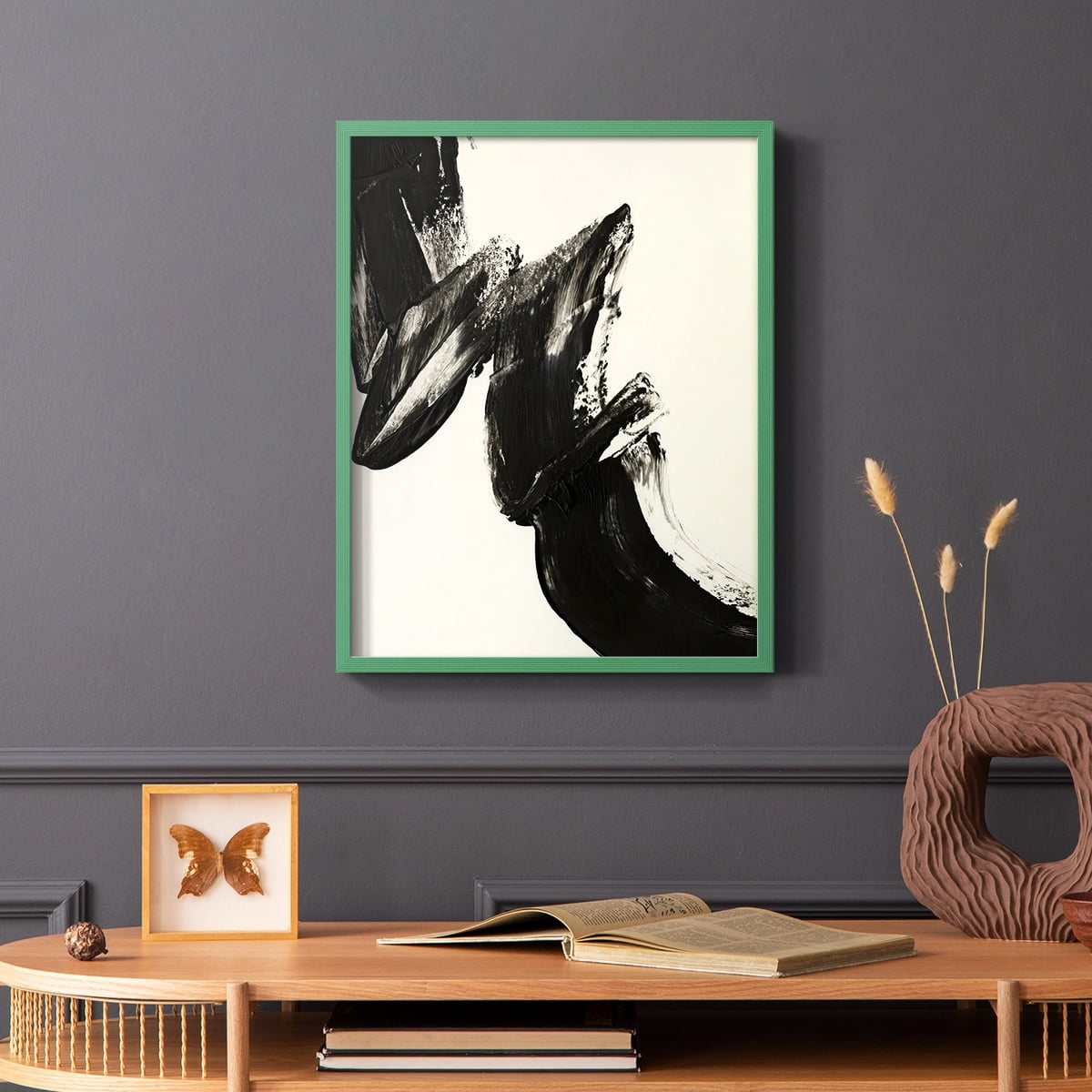 Black Expression II in Green Solid Wood 11 x 14 Framed Print