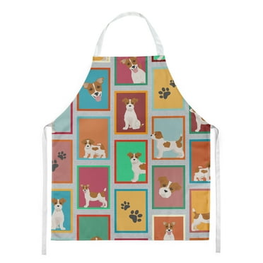 Lots of Red and White Jack Russell Terrier Apron 27 in x 30 in