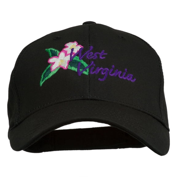 USA State West Virginia Flower Embroidered Low Profile Cap - Black OSFM