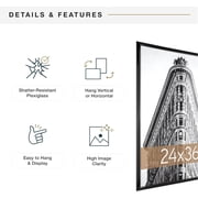 MCS Trendsetter 24x36 Poster Frame Black High-Gloss, Vertical & Horizontal Wall Hanging Large Picture Frame for Photos, Posters & Art Prints (1-Pack)