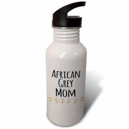 

African Grey Parrot Mom - bird lover exotic pet owner - for her - text with bird footprints 21 oz Sports Water Bottle wb-154032-1