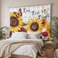thumbnail image 3 of Sunflower Gray Check Large Tapestry for Bedroom Wall Hanging Tapestry, Farmhouse Flowers Butterfly Ceiling Backdrop Tapestries Poster Blanket Wall Decor for Teens Room Living Room Dorm 85" x 90", 3 of 8