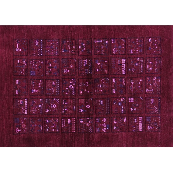 Ahgly Company Indoor Rectangle Abstract Purple Contemporary Area Rugs, 3' x 5'