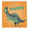 thumbnail image 3 of Ambesonne Dinosaur Shower Curtain, Birthday Greetings Fun, 69"Wx84"L, Green Pale Green Orange, 3 of 3