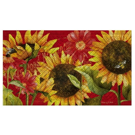 18 Inch Floor Tom - Evergreen Sunflower GardenEmbossed Floor Mat, 18 x 30 inches, Welcome guests to your door with this classically designed mat By Evergreen Flag Garden from USA
