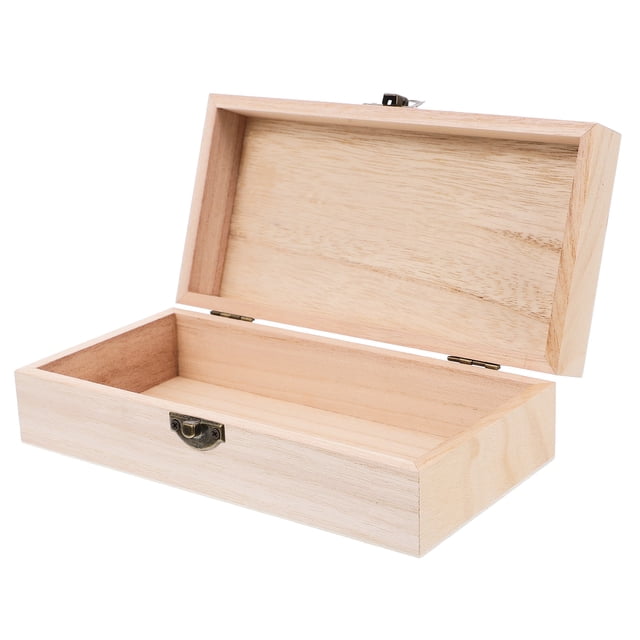 ColoMX Cofre de joyería de madera con tapa con bisagras, escritorio retro sin terminar, pequeño joyero de madera, decorar cajas de madera para joyería artesanal, estuche para alfileres