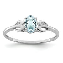 Auriga Fine Jewelry 925 Sterling Silver Aquamarine Solitaire Engagement Ring Size 9 for Women