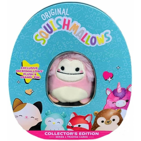 Juego de latas de coleccionista Squishmallow Official Kellytoy con alfiler