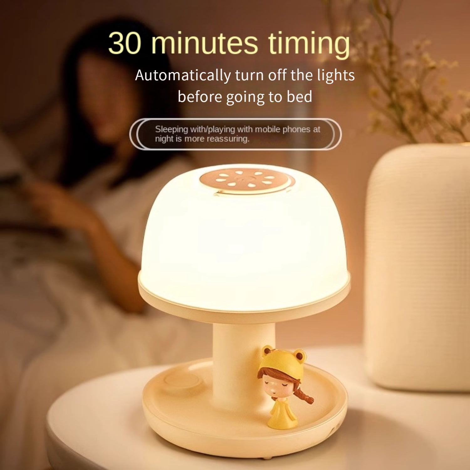 D.FAMILY Night Light with Red Sleep Aid, Dimmable Bedside Lamp for Nursery & Bedroom