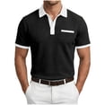 thumbnail image 2 of Golf Shirts for Men Turndown Collar Short Sleeve Polos Color Block Stretch Daily Casual Stylish Shirt,Sizes S-3XL, 2 of 7