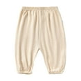thumbnail image 3 of GBSYEWXS Toddler Boys Trousers Solid Color Elastic Waist Wide Leg Full-Length Cool 2025 Pants Beige Size 2 Years-3 Years, 3 of 4