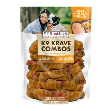 PUR LUV K9 Krave Combos Mini Bones Dog Treat, Peanut Butter and Chicken Jerky Flavor, 20 Count
