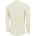 thumbnail image 2 of Men's Cotton Linen Henley Shirt Long Sleeve Hippie Casual Beach T Shirts, 2 of 5