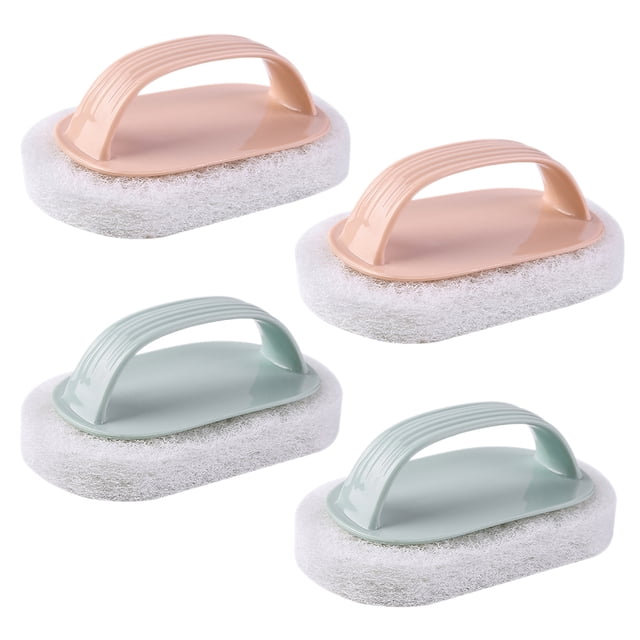 GOOHOCHY 4 cepillos de esponja duraderos con mango de plástico, herramientas de limpieza