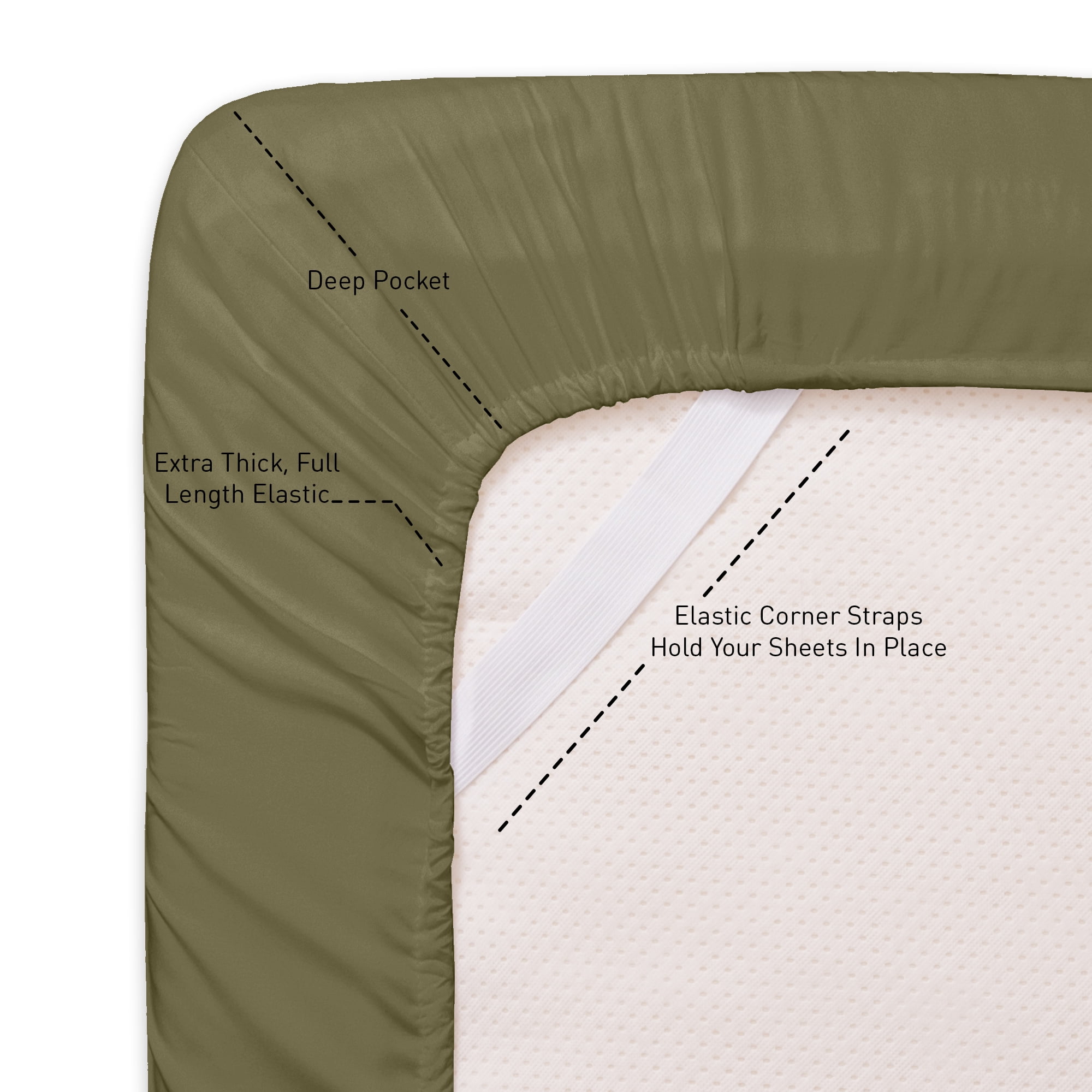 Sweet Home Collection 1800 Series Bed Sheets - Extra Soft Microfiber Deep Pocket Sheet Set - Olive Green, Queen