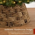 thumbnail image 3 of Favory 36in Christmas Tree Collar, Basket Woven Hyacinth 3-Piece Holiday Rattan Tree Skirt Accessory for Home w/Cord Cut-Out - Chestnut, 3 of 10
