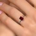 thumbnail image 4 of Gem Stone King 14K White Gold Red Garnet Solitaire Engagement Ring for Women | 1.95 Cttw | Emerald Cut 8X6MM | Gemstone January Birthstone | Size 8, 4 of 6
