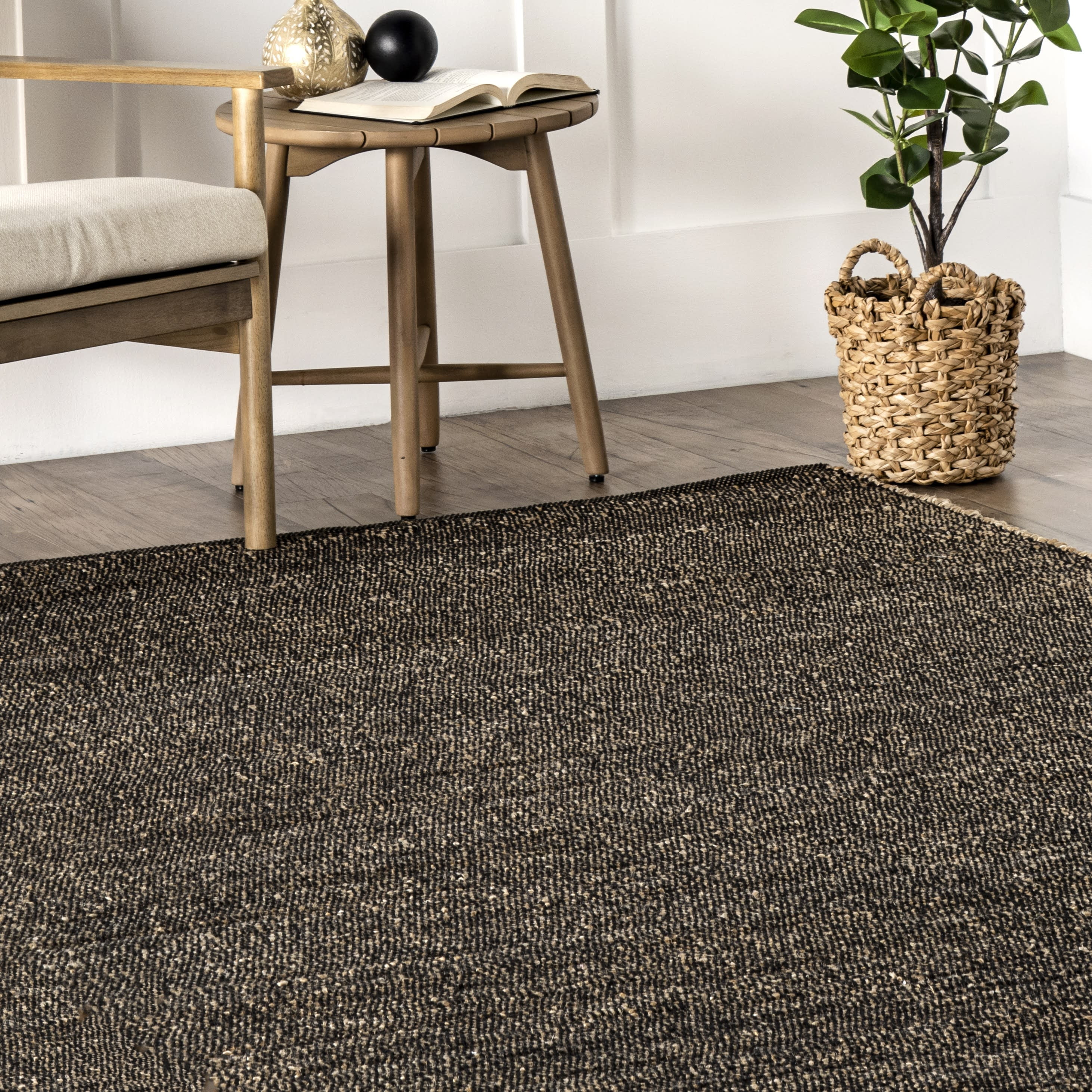 nuLOOM Elfriede Jute Blend Charcoal 2' x 3' Farmhouse Area Rug