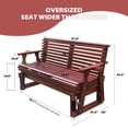 thumbnail image 6 of Beneouya Outdoor Glider Bench, Wooden Glider Chair with Cup Holders for Backyard, Garden Porch, Dark Brown, 6 of 7
